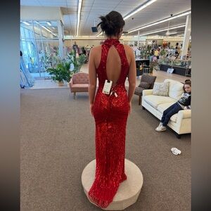 Mac Duggal Red Sequin Prom Dress